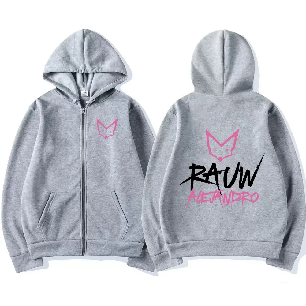 Singer Rauw Alejandro Zipper Hoodies Men Women Fashion Vintage Pullovers Hip Hop Gothic Oversized Zip Up Sweatshirts Streetwear