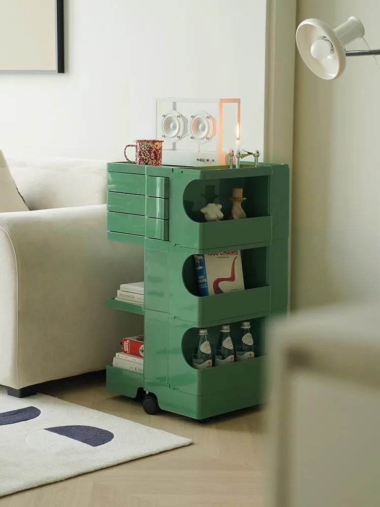 Rotating storage cabinet movable cart simple small apartment creative storage bedside table