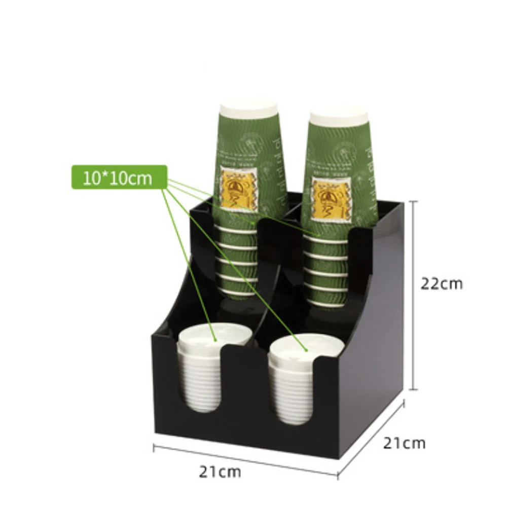 Acrylic Coffee Cup Dispenser, milk disposable plastic paper cups lid holder organizer party buffet cafe store stand rack storage