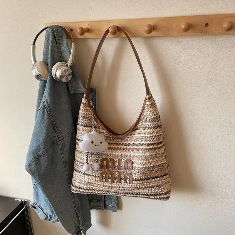 

Handwoven Tote Bag for Women 2025, Spacious Work Bag with Shoulder Strap, Braided Commuter Laptop Purse