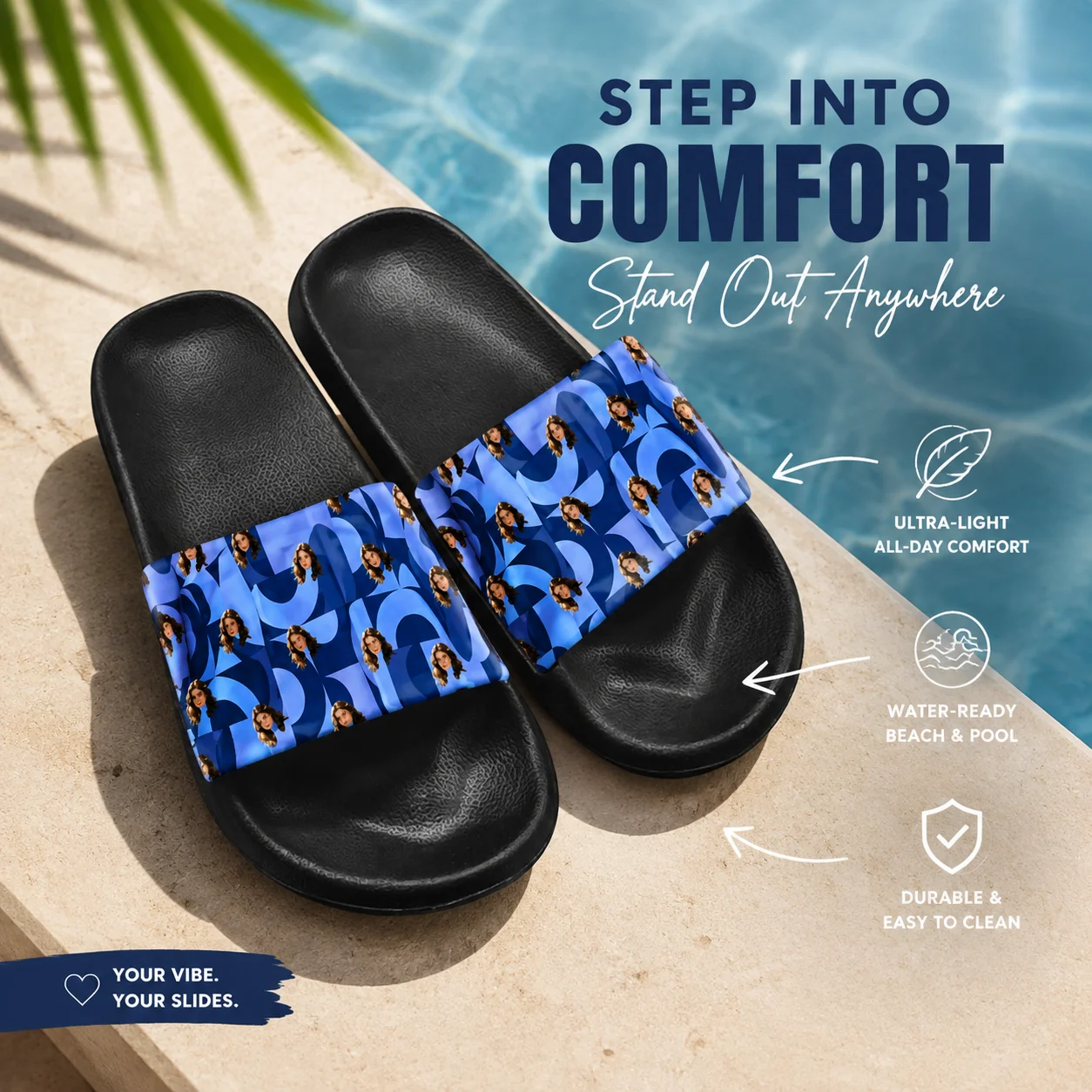 Customized women's slippers Customized text slippers Personalized fun text pictures Customized gifts for family and friends