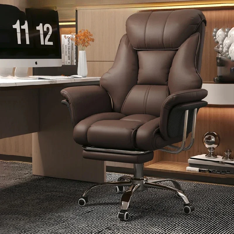 

Leather Lounge Office Armchair Rolling Wheel Reclining Desk Accent Armchair Massage Comfy Cadeira De Escritorio Luxury Furniture