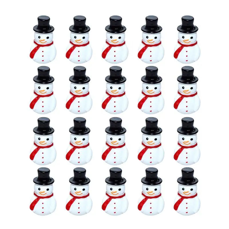 20pcs Christmas Miniature Snowman Resin Snowman Ornaments DIY Snowman Craft Mini Christmas Santa Snowman Miniature Figurine