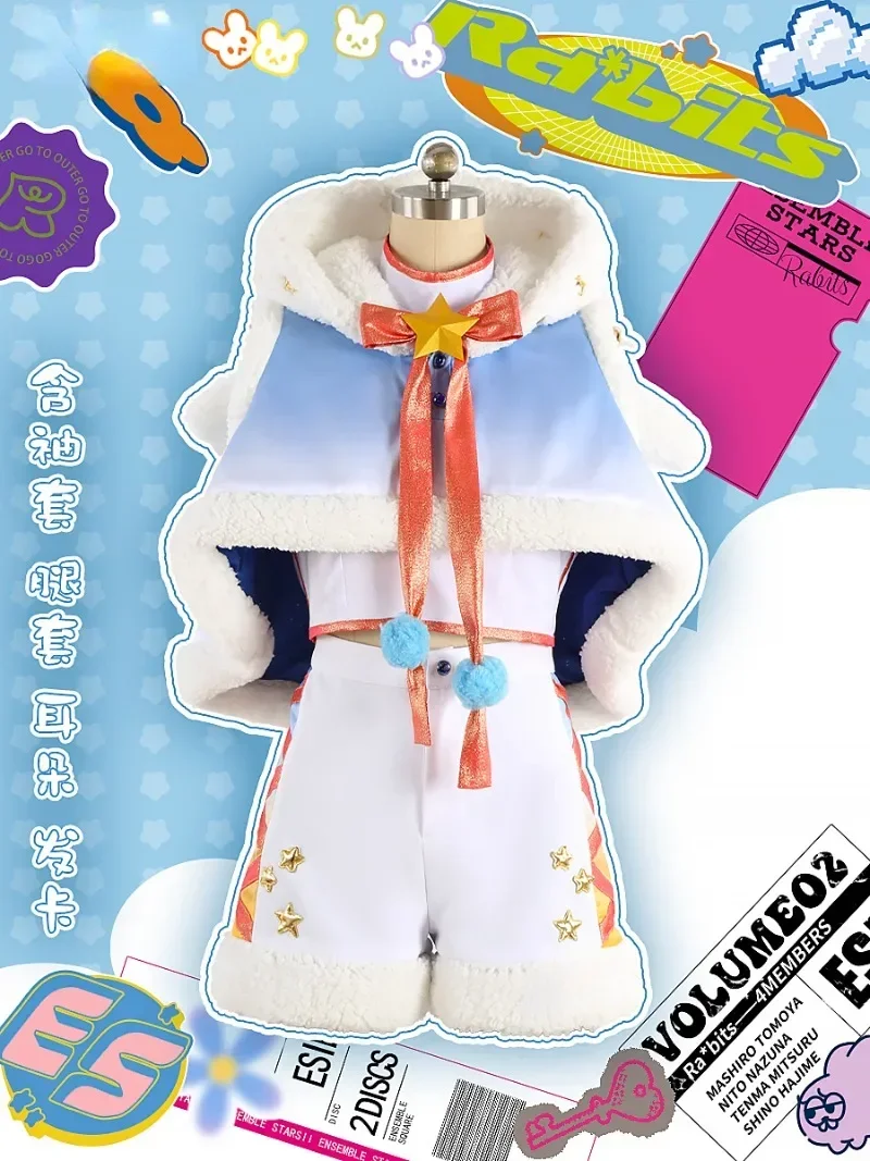 Anime Ensemble Stars Cosplay Fantasias para Homens e Mulheres, Ra * bits, Mashiro, Tomoya, Nito, Nazuna, Casaco, Colete, Calças, Headband, Terno Personalizável