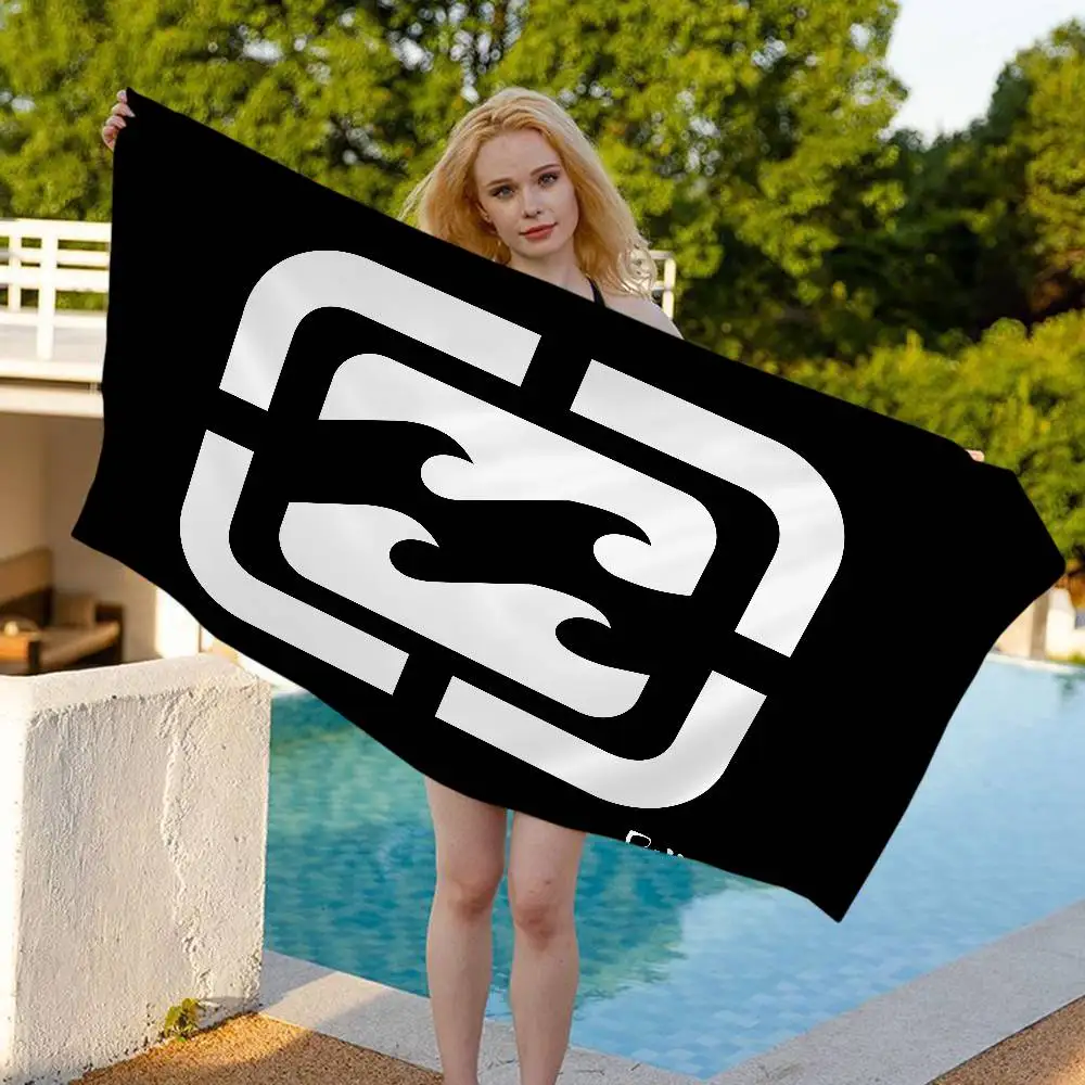 Toalha de Praia de Microfibra B-Billabong de Secagem Rápida, Super Absorvente, Estampada e Grande, Tipo Cobertor para Piscina