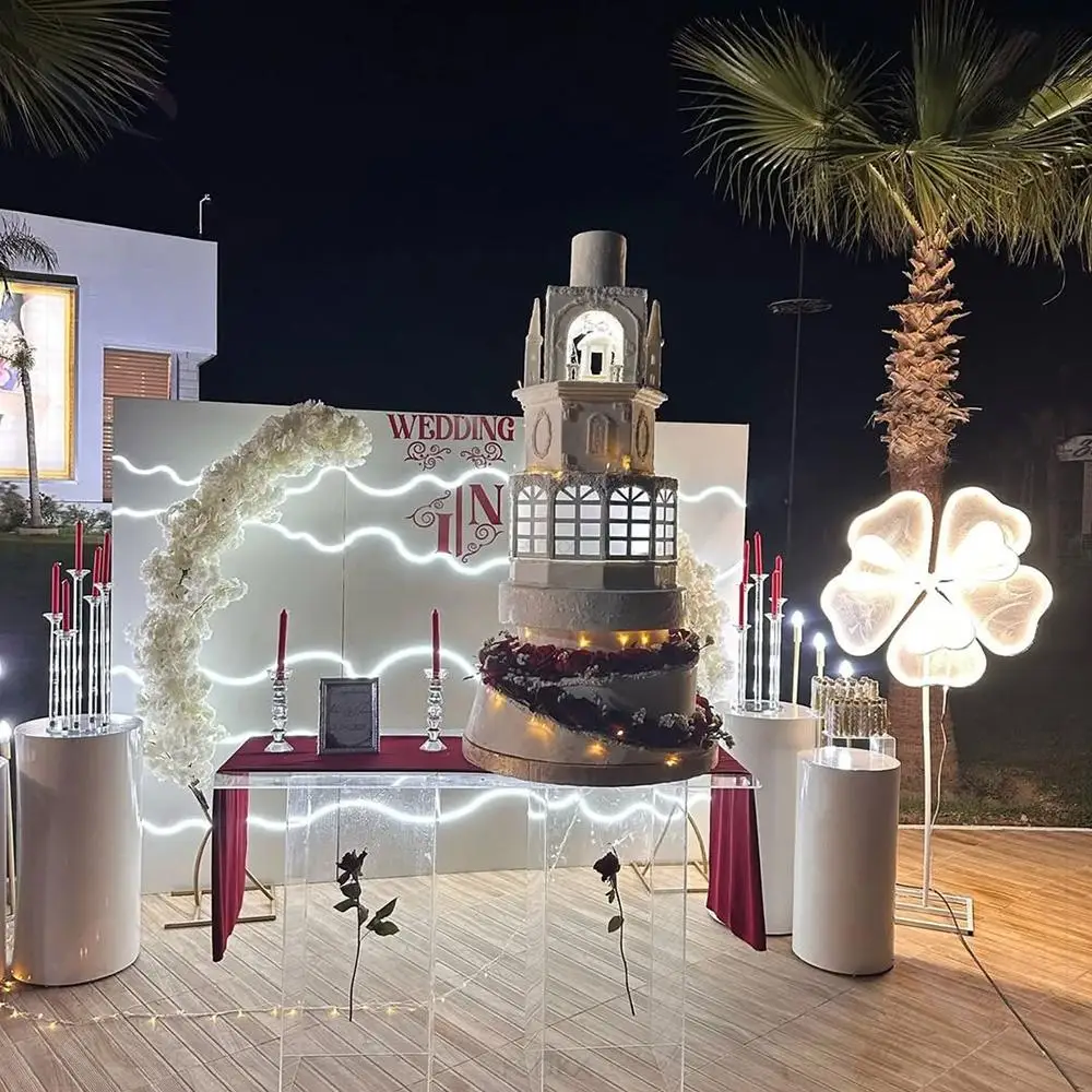 

Wedding Arch Background Stage Decoration Backdrop Stand Giant Curved White Pvc Arch Backdrop Stand