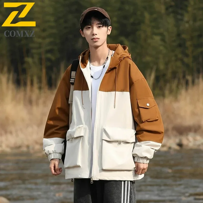 

COMXZ Men Jackets Multi Pocket Waterproof Windproof Solid Color Camping Hiking Hunting Racing Jacket Adventure New Trench Coat