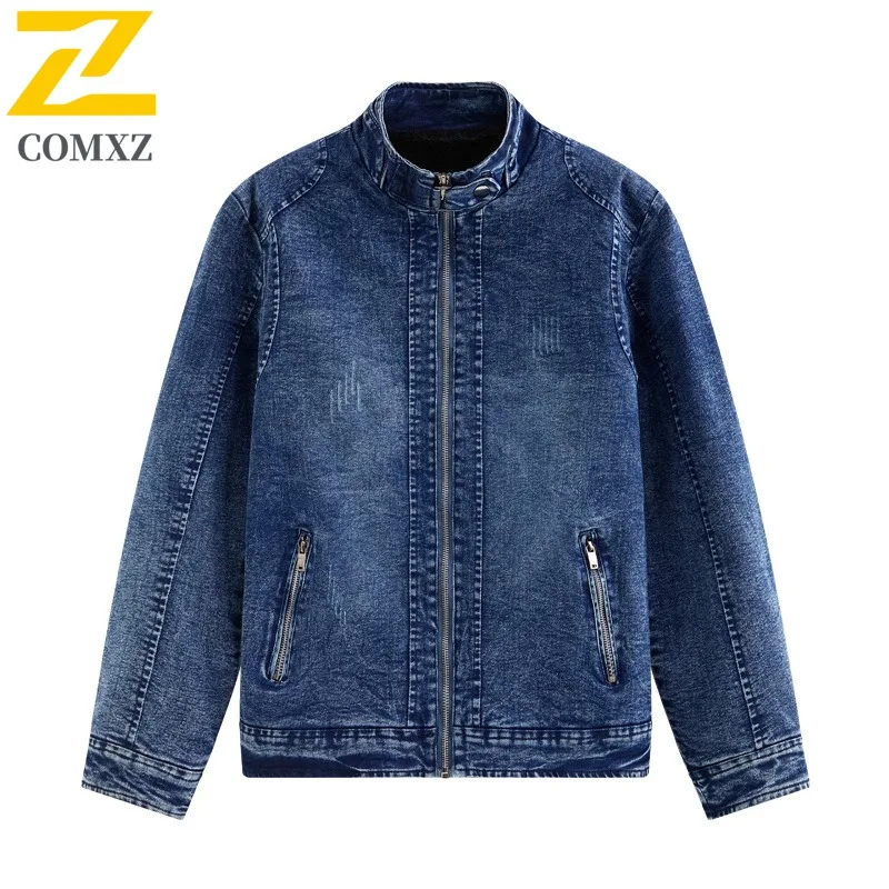COMXZ trendy American jacket with a motorcycle style exudes sense of high-end fashion in autumn and is a retro men cotton jacket