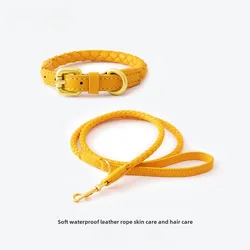 New Braided Leather Dog Leash Adjustable Pet Collar Walking Rope Strap Small and Medium-sized Dog Outdoor Walking Accessories