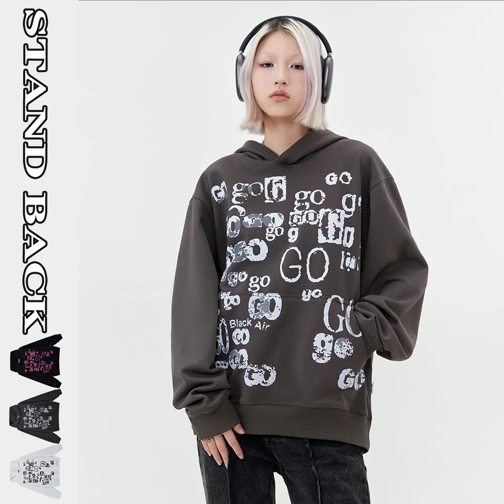 

2023Graffiti Full Letters Print Oversized Hoodies for Women Men Hooded Pullovers Sweatshirts Kangaroo Couple Winter Clothes