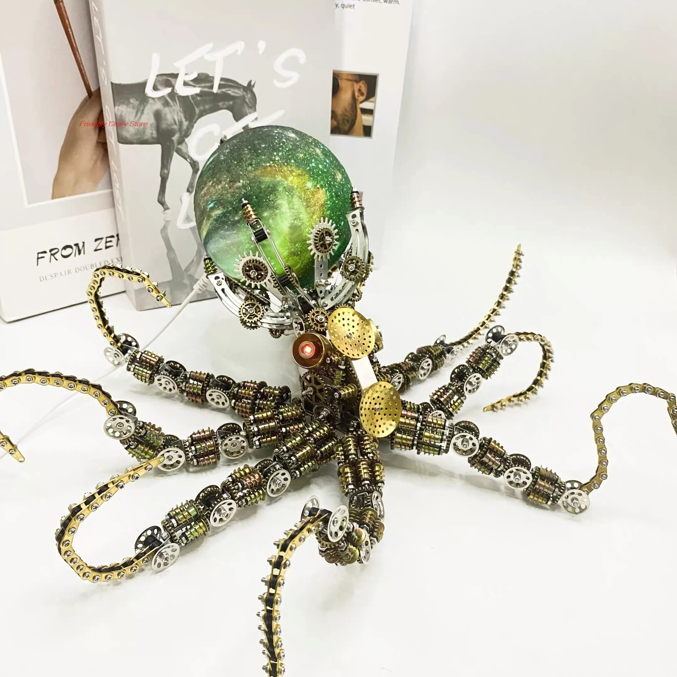 1PCS Steam Punk Mechanical Octopus DIY Pure Handmade Precision Metal Assembly High-Difficulty Creative Puzzle Building Block Toy