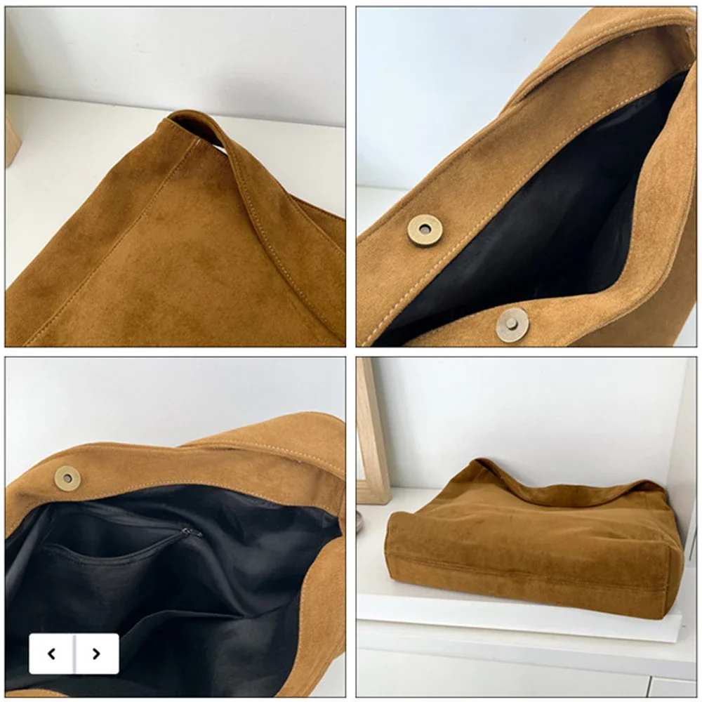 Women Underarm Bag Fashion Tweed Fabric Large Capacity Shoulder Bag Casual Handbag for Daily Office Use Solid Color Handbag