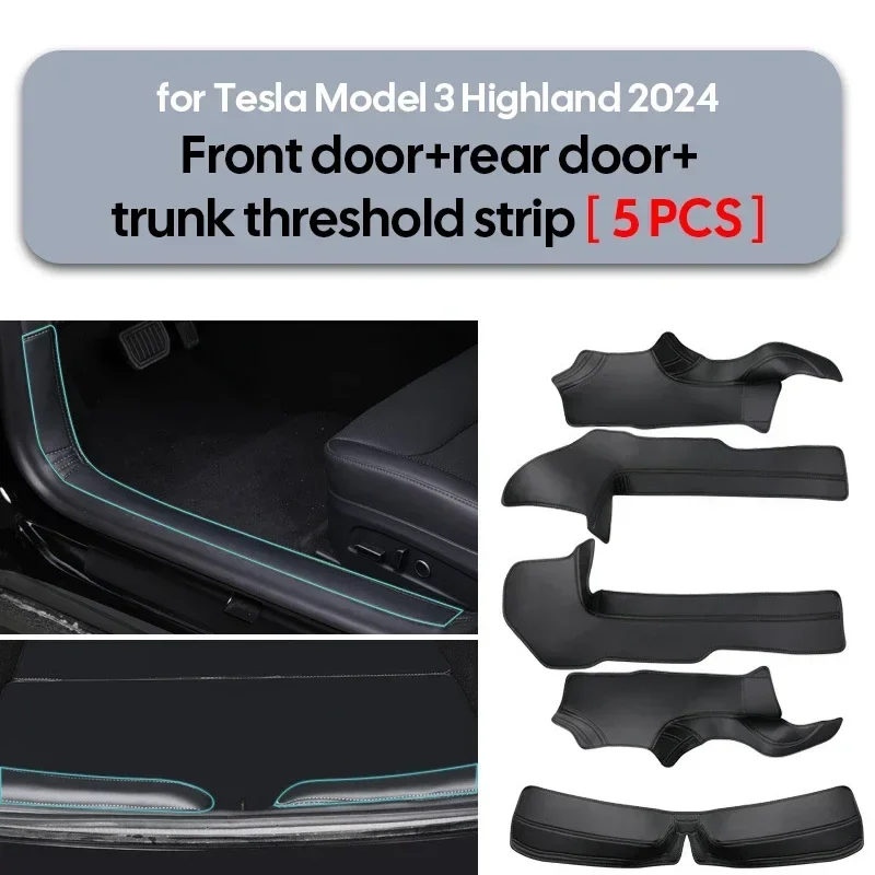 

Аксессуары для Tesla Model 3, Highland, черные защитные накладки на пороги из искусственной кожи, устойчивая к царапинам крышка багажника, внутренняя защита автомобиля
