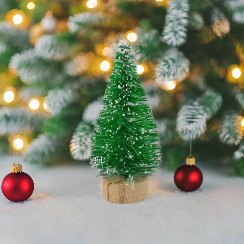 

12pcs Adorable Snow Christmas Tree Desktop Snowy Tabletop Decoration For Xmas Home Office Ornaments 2025 Christmas Decorations