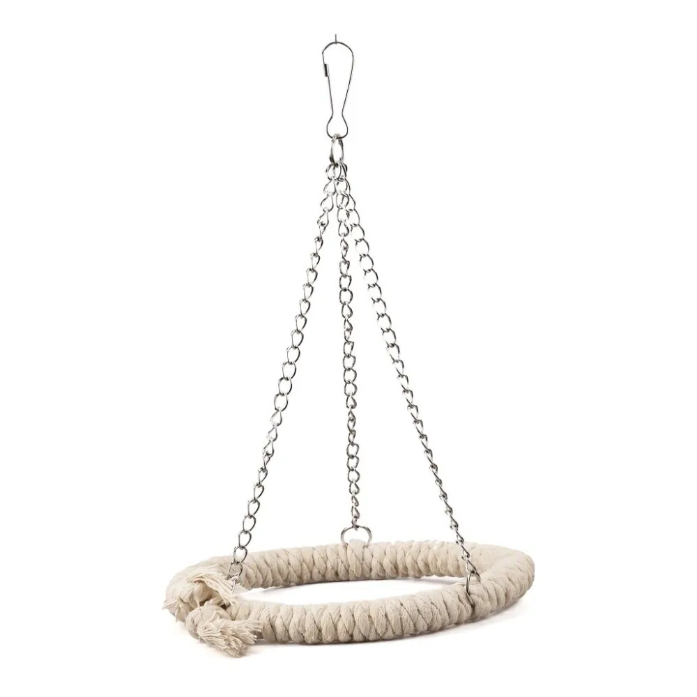 Round Ring Cotton Rope Swing Soft Bed Tri Design Climbing Stand Cotton Rope Material Climbing Ladder Included Parrot Cage
