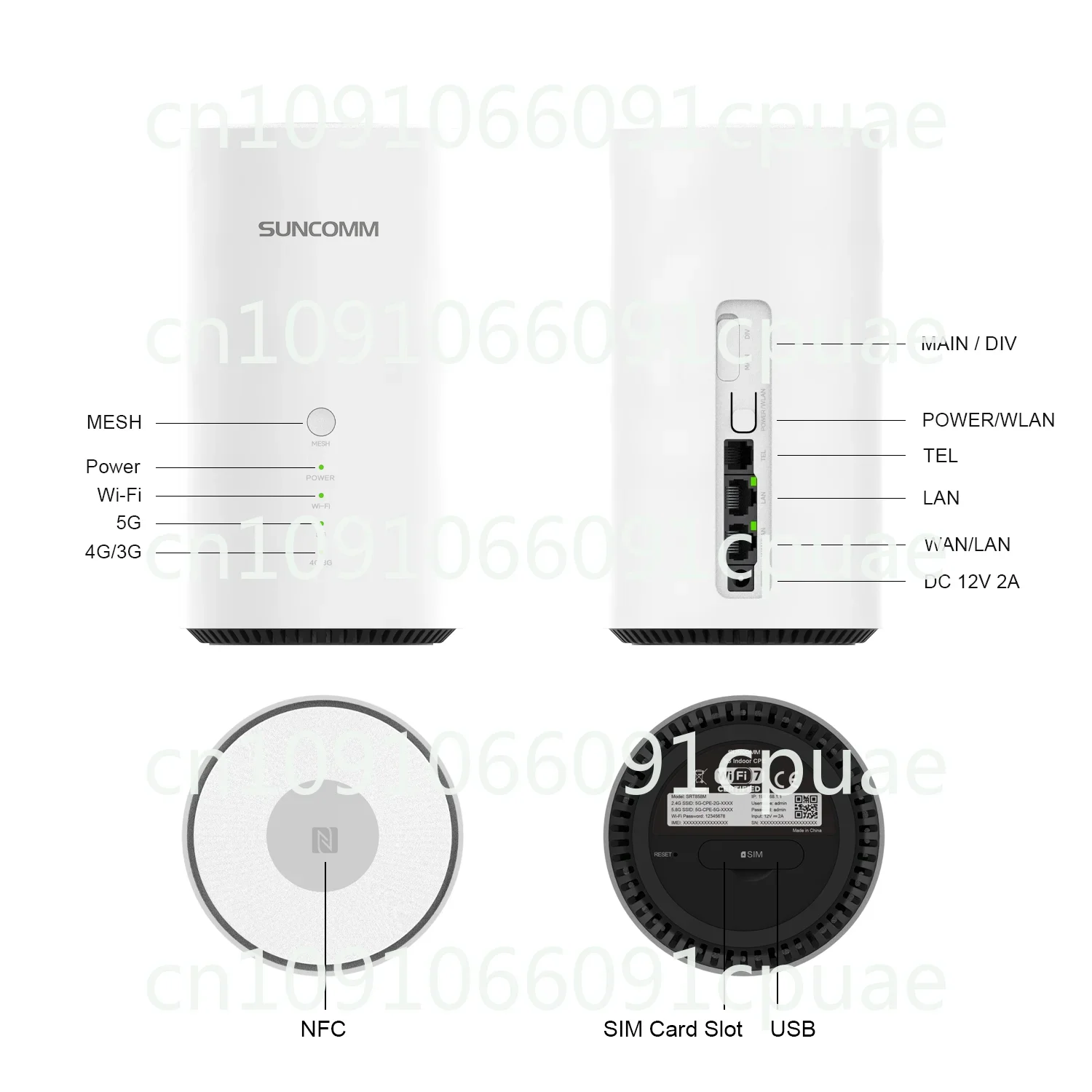 SDX75 5G CPE NR SA BE7200 Carrier Aggregation LTE CAT20 All Home WiFi 7 Mesh Gateway NFC 5G cpe Router