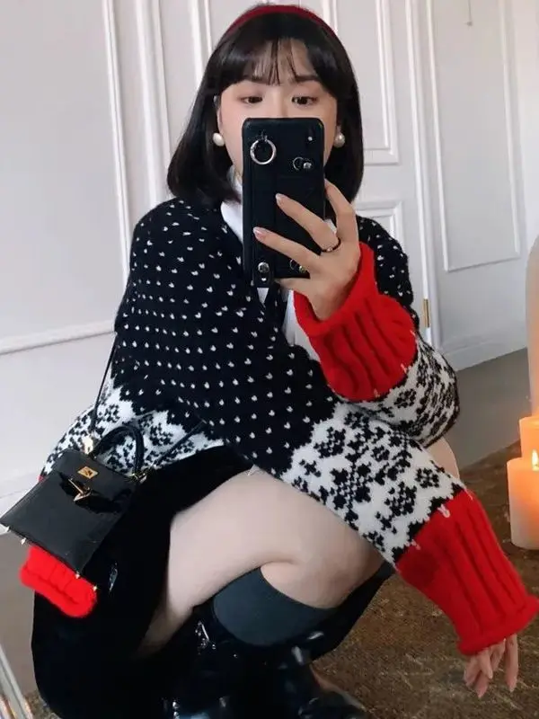 

Trendy Knitted Long Sve Sweater Floral Embroidery Loose Fit Cardigan Sle Women's Premium Faion Autumn Top