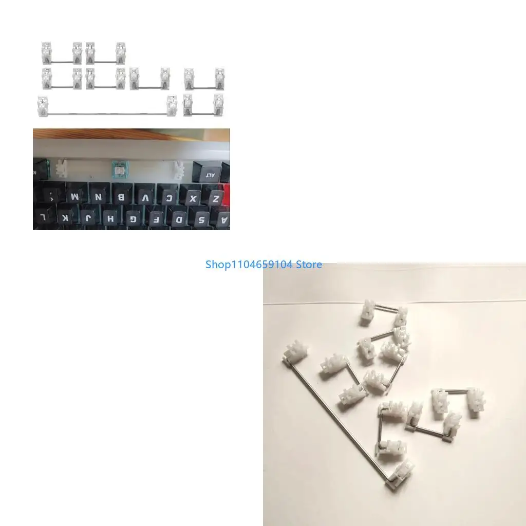 

Set of 8 Keyboards Stabilizers 1x6.25U 7x2U Dursbility Metal Blend Frictions Reduced Pressing Mechanism