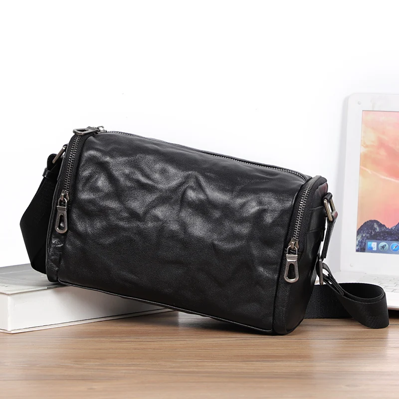 Original Real Leather Men Crossbody Bag First Layer Cowhide Messenger Bags For Men Shoulder Bag Boston High Quality Men Handbag