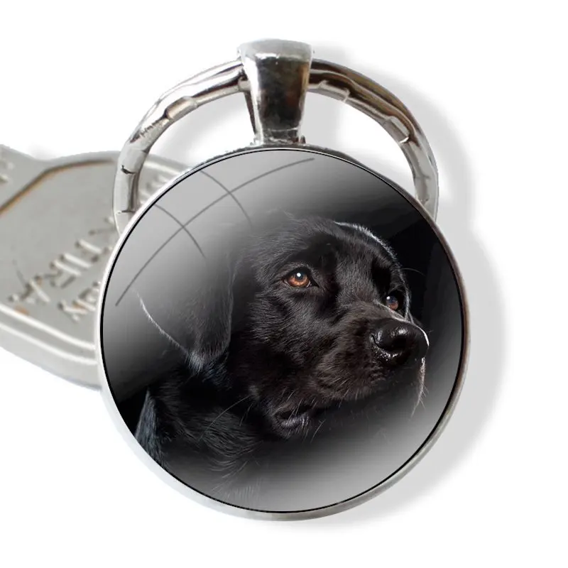 Lab Labrador puppy Dog Glass Metal Pendant Key Chain Classic Men Women Key Ring Accessories Jewelry Gifts