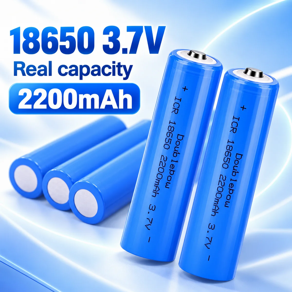 18650 Rechargeable Li-ion Battery 3.7V 2200mAh Replacement Lithium Cell for Flashlight Batteries and Portable Lights