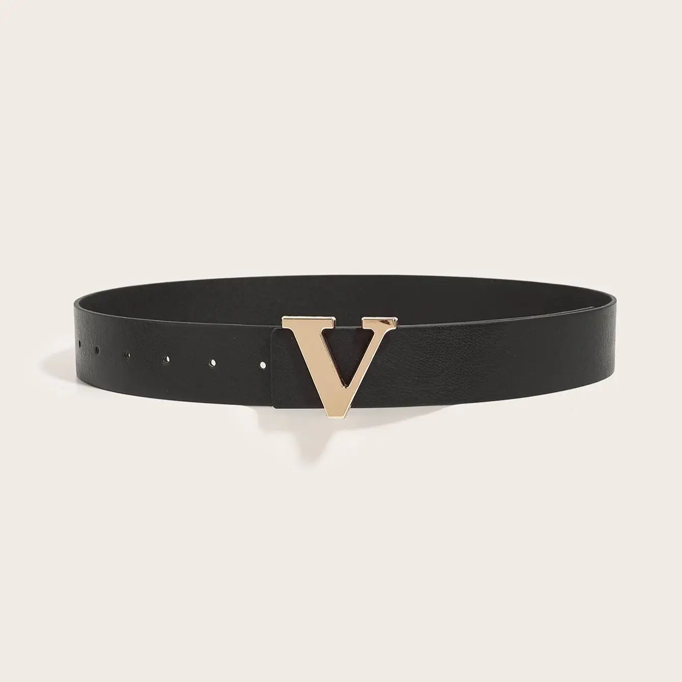 Letter V buckle PU belt versatile shorts and skirts for men and women