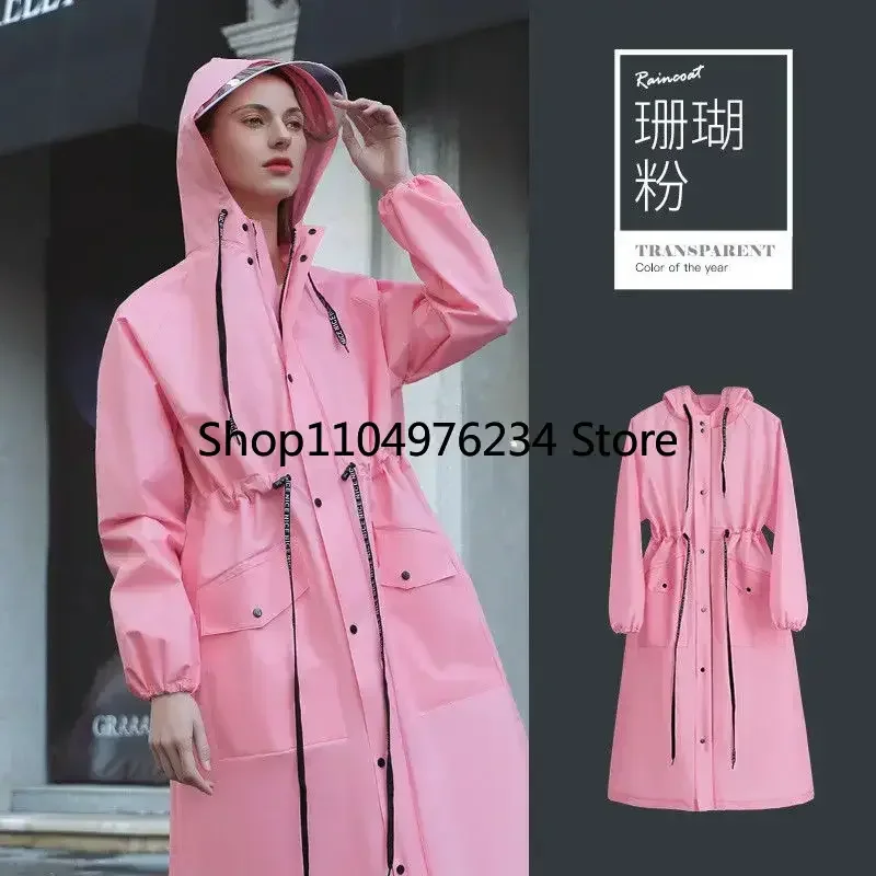 معطف واق من المطر طويل شفاف من مادة PVC للبالغين - مقاوم للماء لحماية الجسم بالكامل للدراجات النارية والمشي لمسافات طويلة والمطر الثقيل ‌
