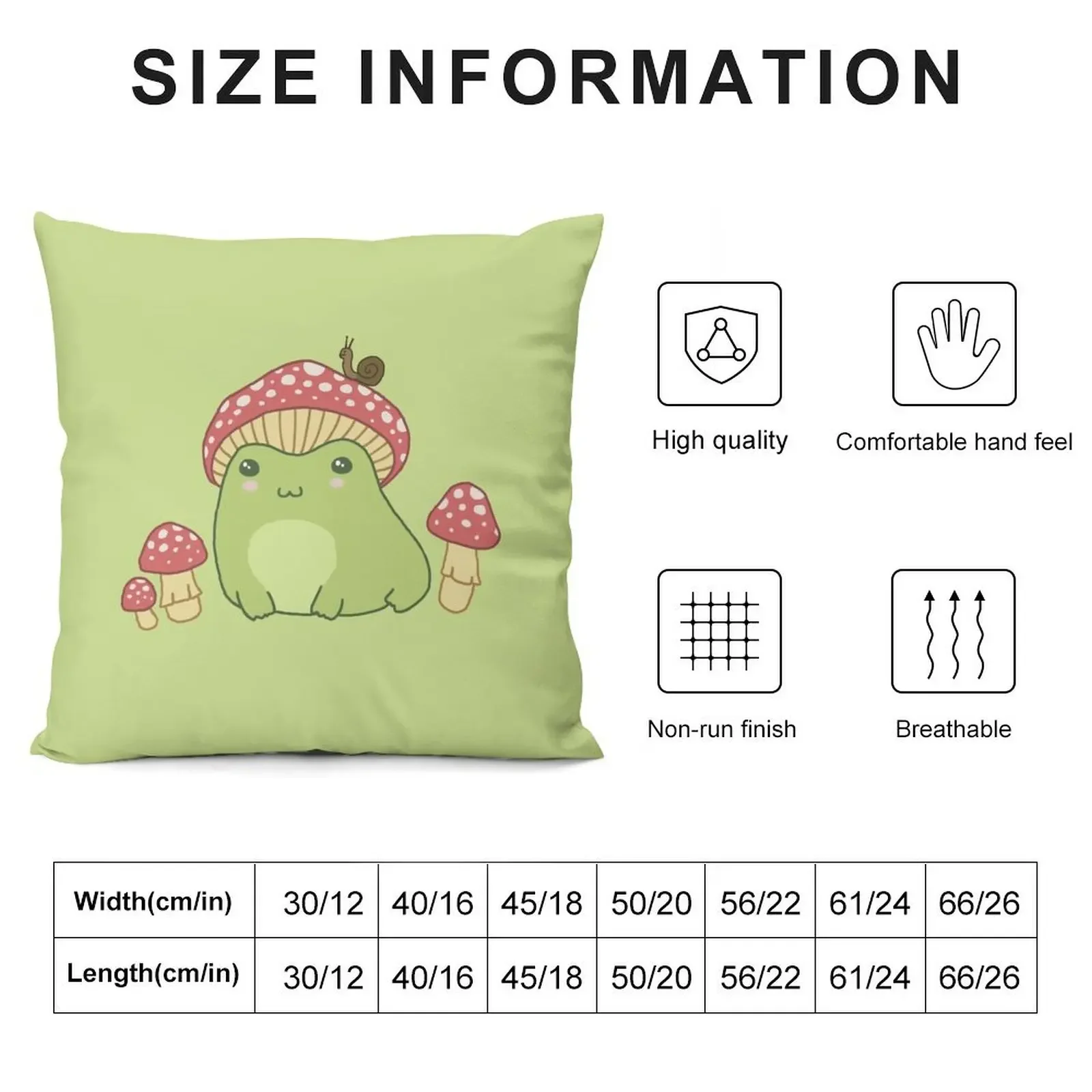 Kawaii Frog with Mushroom Hat: Cottagecore Aesthetic, Toadstool and Snail Companion, Perfect for Frogge Lovers Throw Pillow