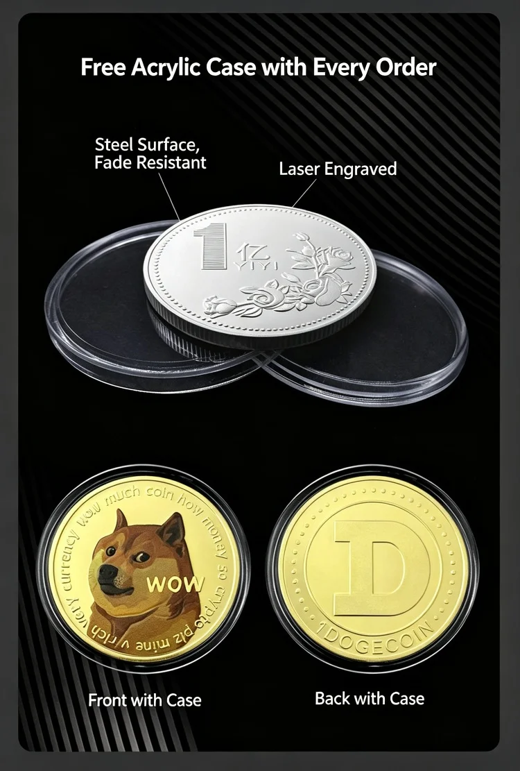 Virtuelle Währung BTC Bitcoin Weltwährung Münze Gedenkmünze Ethereum Dogecoin Sammlerstück Kreatives Geschenk – Detail 6