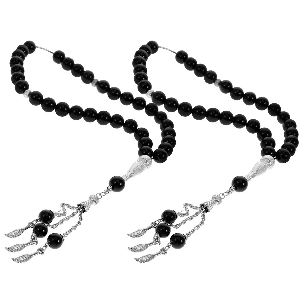 

2 шт. мусульманские молитвенные браслеты-чётки из агата, портативные украшения на запястье, религиозные молитвенные аксессуары