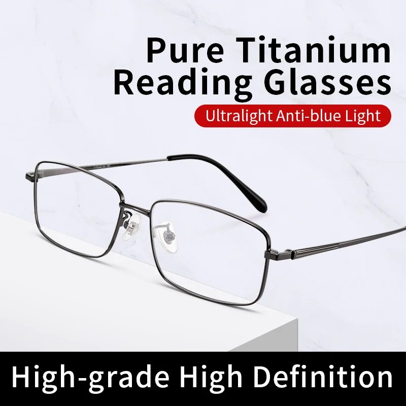 

Pure Titamium Blue Light Blocking Reading Glasses for Men,Ultralight Eyeglasses Frame,Lightweight Presbyopic Glasses,