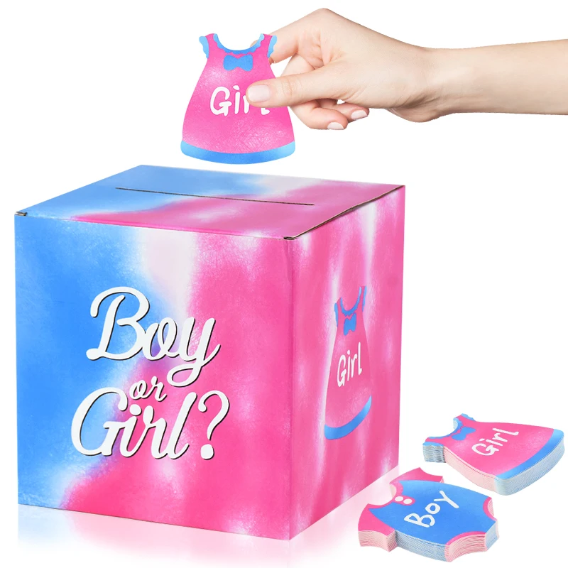 

1set Baby Gender Reveal Voting Box With 60 Pieces Ballot Cards Boy Or Girl Gender Reveal Games Baby Shower Party Decor Supplies