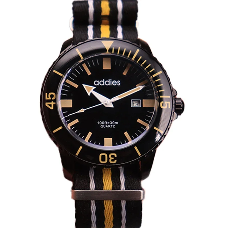 ADDIES Fashion Men\'s Watch Nylon Strap Retro Analog Quartz Watches Date Luxury minimalistic men Sports wristwatch Reloj hombre