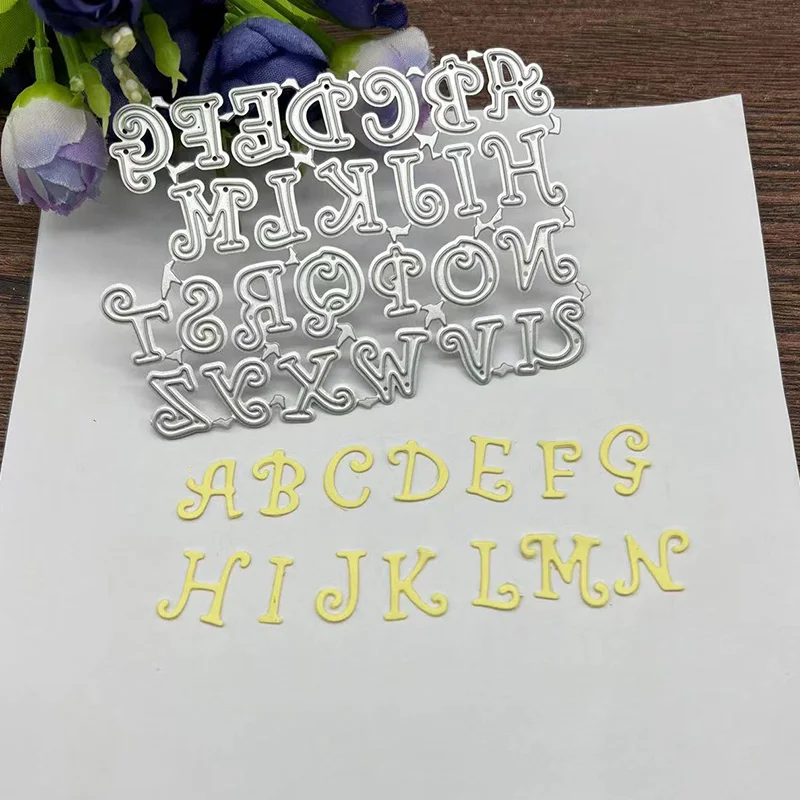 Alphabet Buchstaben Dekoration Metall Stahl Rahmen Stanzformen DIY Schrott Buchung Fotoalbum Prägung Papier Karten 9,5*6,7 cm