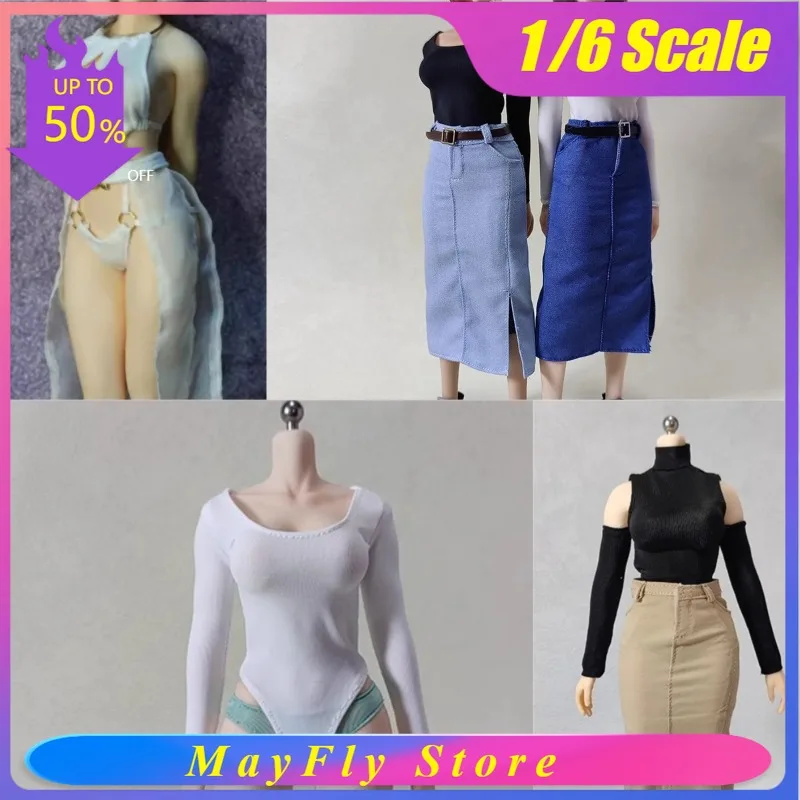 

1/6 Scale Female Soldier Shirt Casual Long Sleeve Denim For 12in Action Figures Doll Body Accessories Collectible Handmade DIY