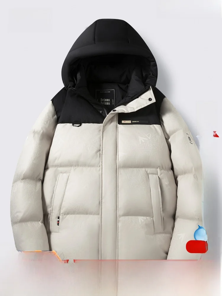 

Men's ort Hooded Goose down Jaet Snow Middle Fly Busin Casual Warm Polyester Fiber 80% down Content Spring Autumn New ...
