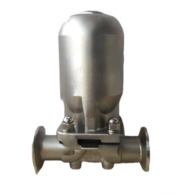 Normally Open Air to Close Diaphragm Valve Tri Clamp Ends  Pneumatically Operated Diaphragm Valve