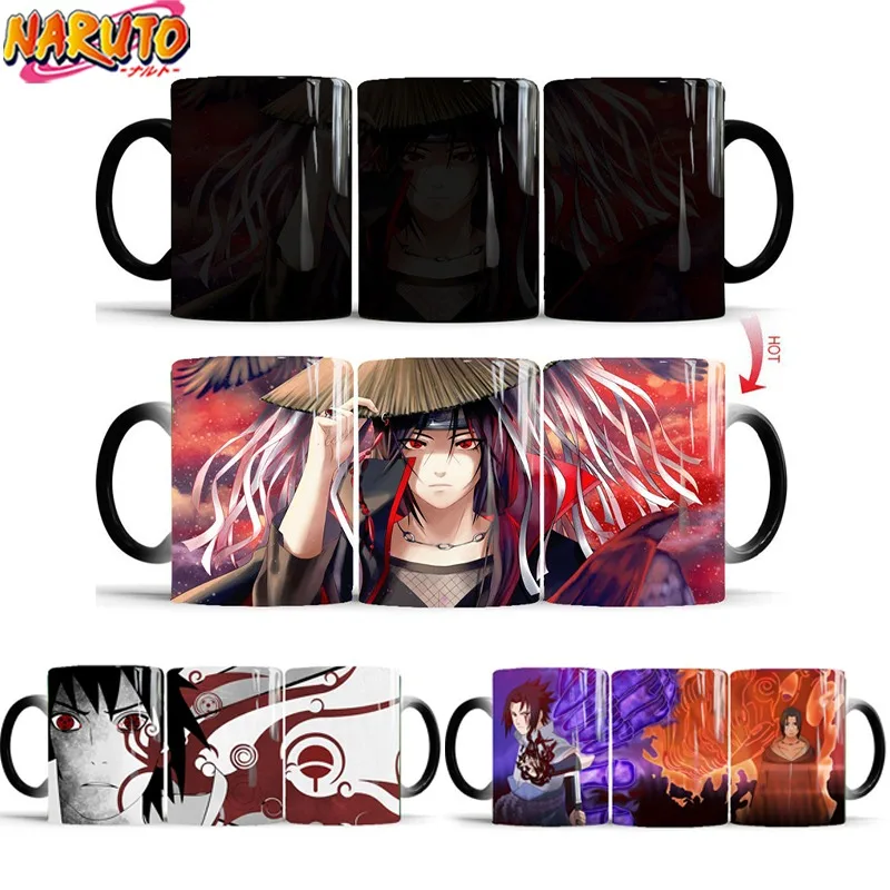 

Anime Naruto Color Changing Mug Heating Discoloration Cups Itachi Hot Water Temperature Sensing Sasuke Coffee Mugs Birthday Gift