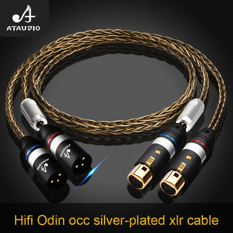 

ATAUDIO HiFi 2XLR Audio Cable 8 Strands OCC Silver-plated 2XLR Male to Female Cable for Microphone Camera Amplifier