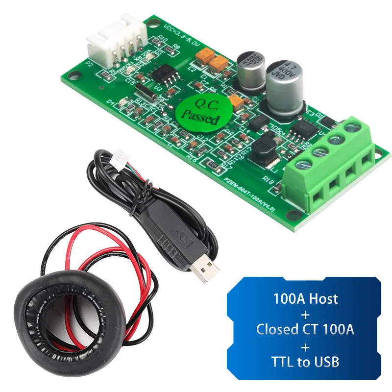 PZEM-004T 3.0 versione misuratore di energia di potenza monofase TTL Modbus AC 220V 100A corrente di tensione Watt Kwh amperometro con cavo USB CT