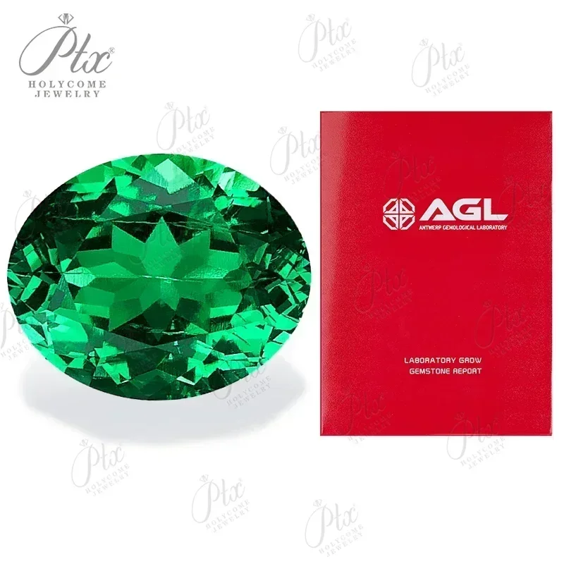 

Lab Grown Colombia Emerald Smooth Surface Oval Cut Selectable AGL Certificate Gemstone Mellow And Full Diy Charms Jewelry Making