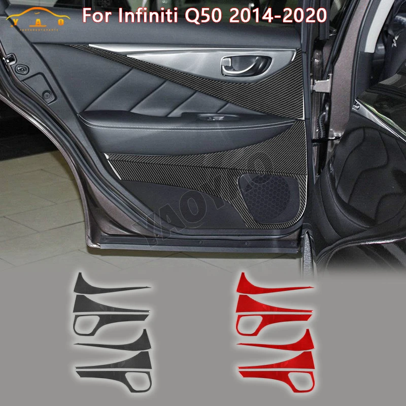 

Real Soft Carbon Fiber For Infiniti Q50 2014-2020 Car Accessories Rear Door Panel Cover Trim Interior Sticker