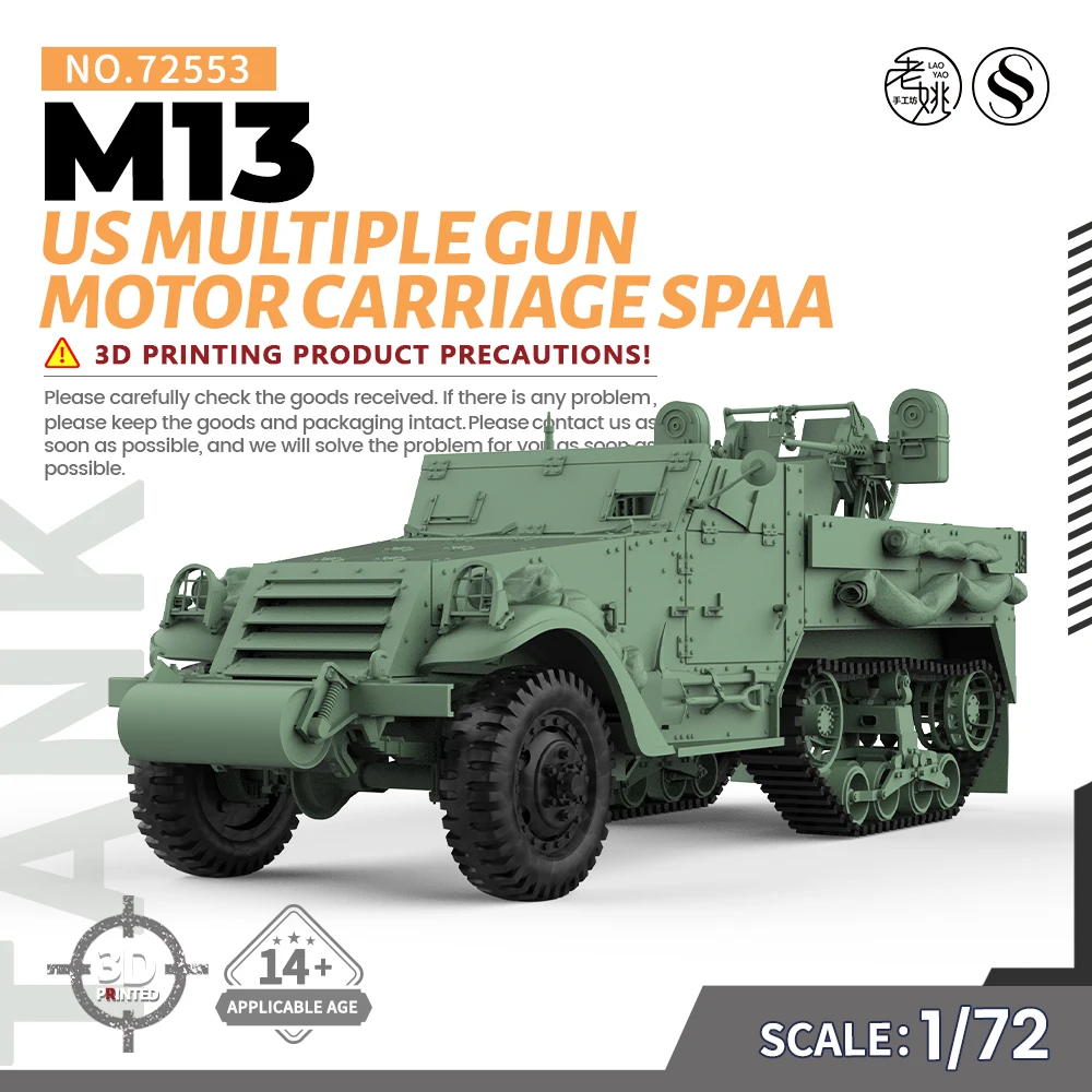 

SSMODEL SS553 1/72 25mm Military Model Kit US Multiple Gun Motor Carriage M13 SPAA WWII WAR GAMES