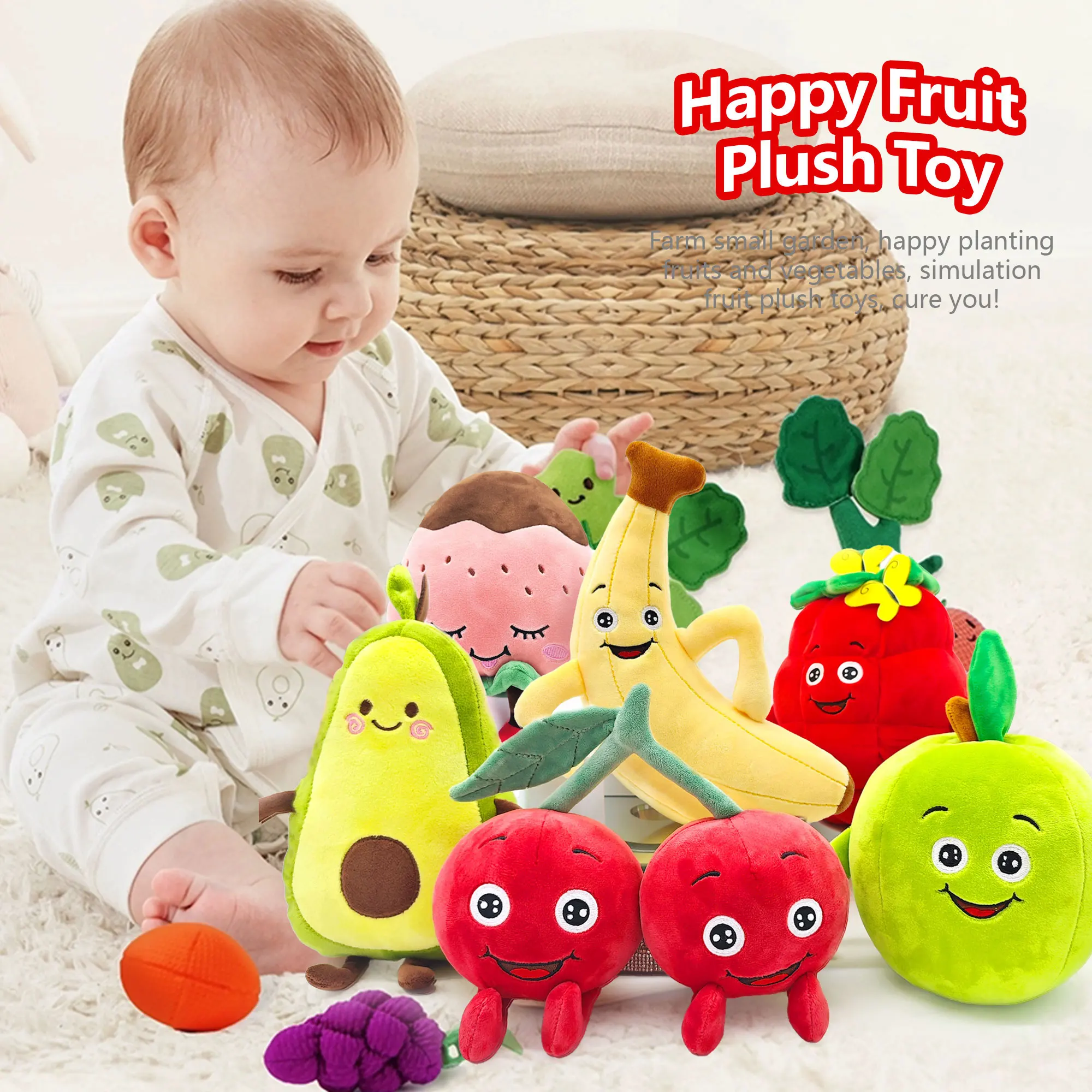 10-20cm Fruit Simulation Plush Toy Apple Banana Raspberry Children Stuffed Colorful Doll, Soft Cute Pillow, Event Party Props