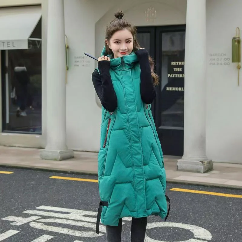 

The 2024 New Fall/Winter Cotton Vest And Down Cotton Vest For Women's Long And Large Size Korean Waistcoat With Slim Waistcoat