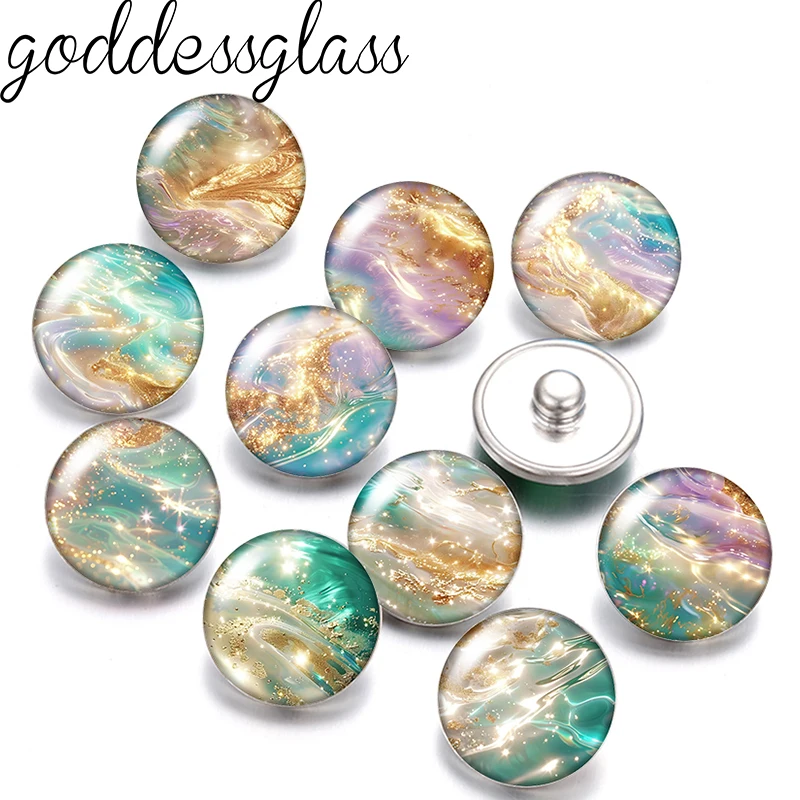 Gilded Green Blue Imitation Stone Texture 10pcs mixed 12mm/18mm snap buttons for 12mm/18mm snap bracelets DIY snap jewelry Gift