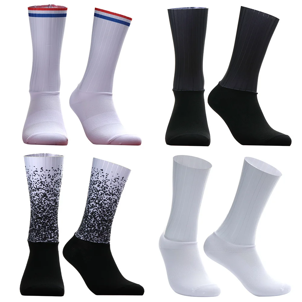 Pro BikeTeam Seamless Silica Gel Anti Slip Aero Cycling Socks Bicycle Running Sport Socks