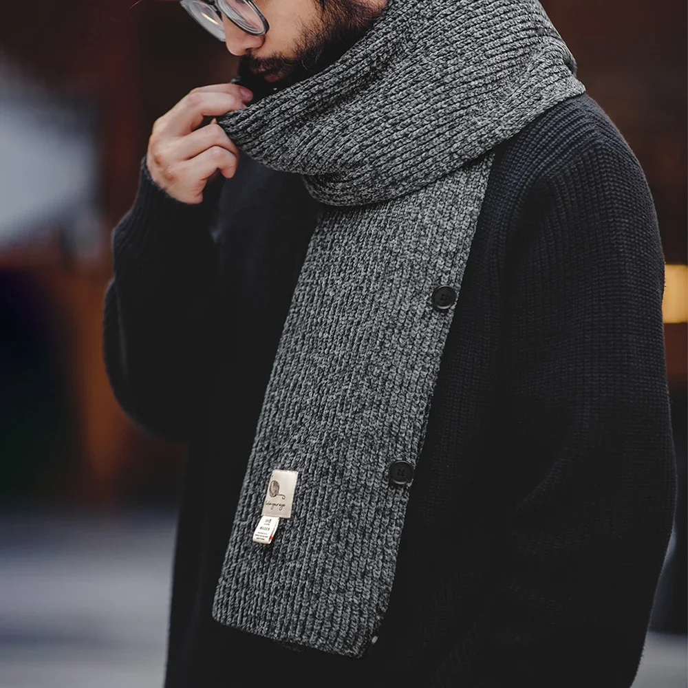 Maden Chenille Multifunctional Knitted Scarf Casual Grey Warm Waistcoat Men's Autumn And Winter Designer Scarves Brand Vest