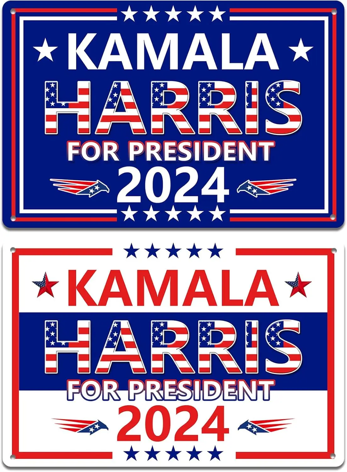 1p,Kamala Harris Metal Tin Sign, 12x8 In Kamala Harris 2024 2-Pack Kamala Harris For President Campaign Political Voted For Demo