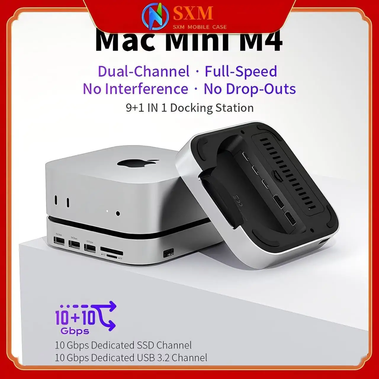 

Compatible with Mac Mini M4 Dual Channel Dual Full Speed 3.2usb 10Gbps SSD Docking Dock
